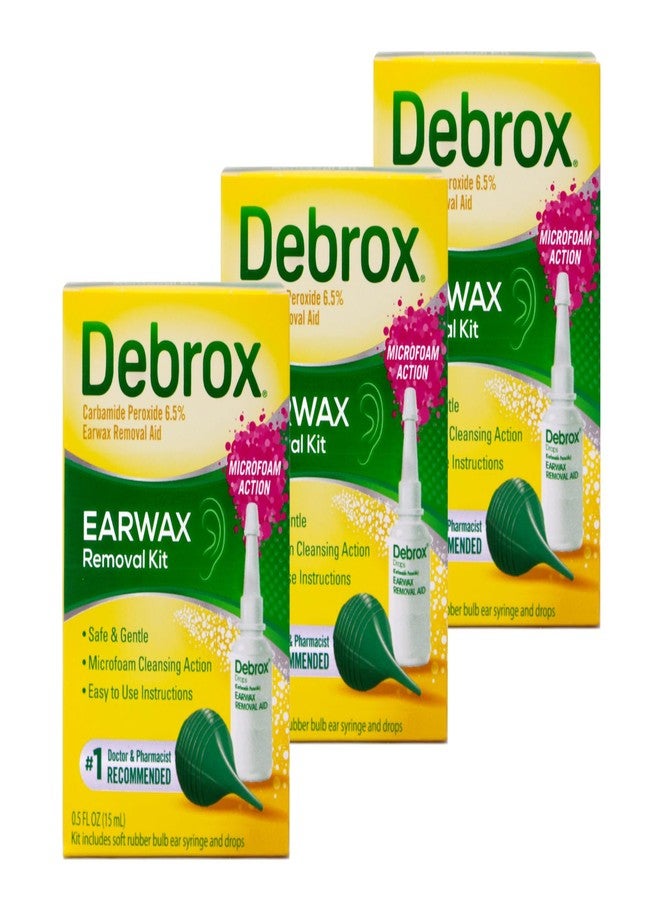 Debrox Earwax Removal Kit | Includes Drops and Ear Syringe Bulb | 0.5 Oz Each | Pack of 3 - Image 1